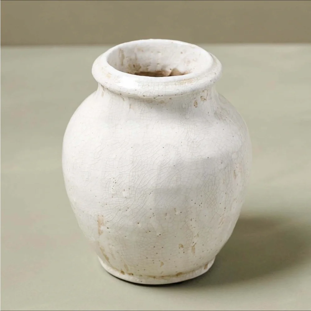 Marie Small Distressed Crackle Ceramic Vase - Magnolia